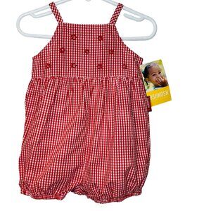 OshKosh - NWT girls 3-6mo red/white checkered romper